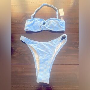 Cupshe dusty blue 2 piece bikini set